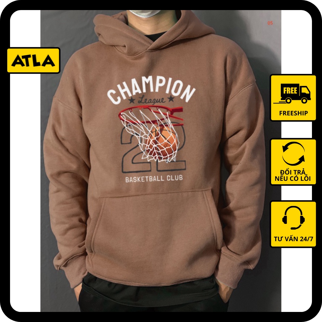 Áo Hoodie Unisex đôi  form rộng nam nữ BASKETBALL CLUB vải Nỉ Bông BASKETBALL CLUB- TDA05