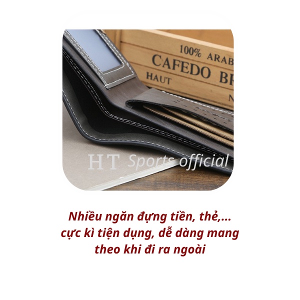 Bóp ví nam Baellerry HT Sports chất liệu da Pu cao cấp bền đẹp đựng tiền, thẻ tiện lợi cá tính