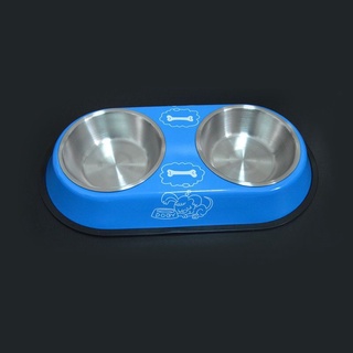 Bát ăn cho chó mèo 2 ngăn lòng inox - Bát đựng thức ăn, uống nước cho chó mèo sạch đẹp
