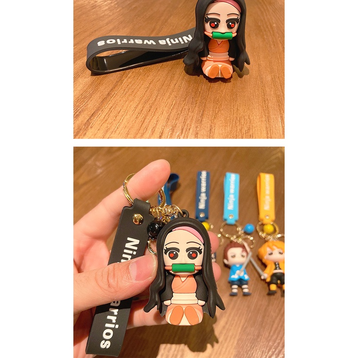 Móc Khóa Nhựa Pvc Mềm Hình Búp Bê Demon Slayer Dễ Thương