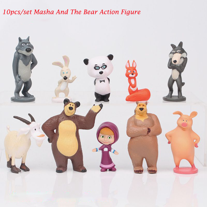 Set 10 Mô Hình Đồ Chơi Nhân Vật Hoạt Hình Masha And The Bear