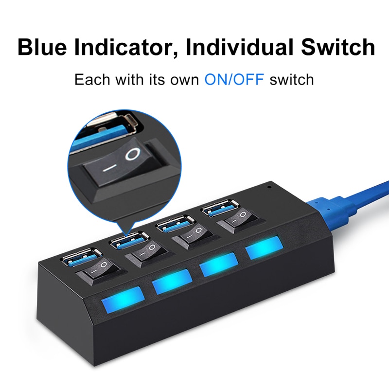 Bộ Chia 4 Và 7 Cổng USB 3.0 3.0 Có Công Tắc Đèn Báo Dành Cho Máy Tính Laptop