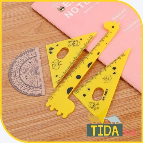 Set 4 Thước Kẻ ⚡️ HOT TREND ⚡️ Thước Dài 15cm, Eke, Đo góc Cute, Dễ thương, Văn Phòng Phẩm TiDa Kids Shop