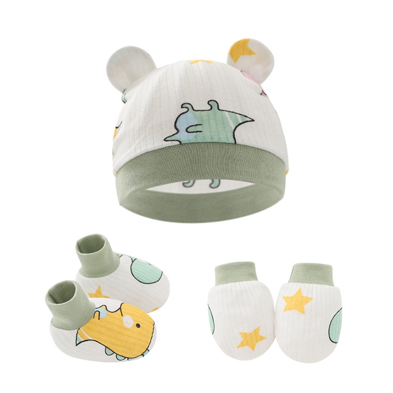 Bộ Vỏ Bọc Chân + Găng Tay + Mũ Bằng Cotton Chống Xước Cho Bé Sơ Sinh