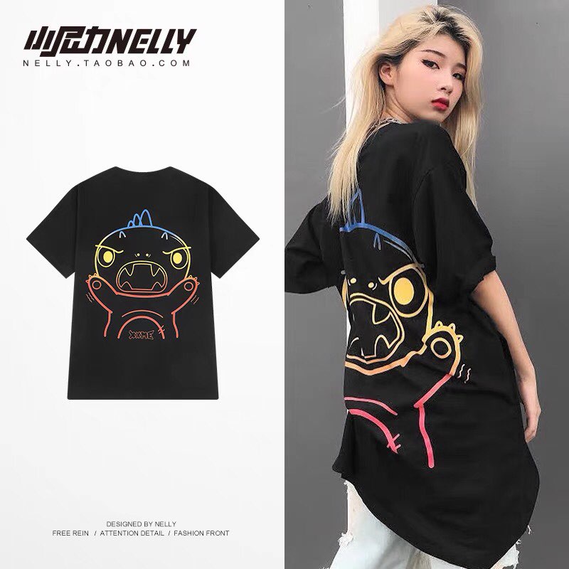 ÁO PHÔNG ÁO THUN COTTON UNISEX NAM NỮ HÌNH KHỦNG LONG TỨC GIẬN