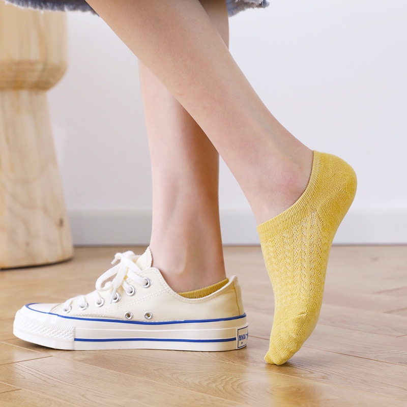 Tất nữ cổ ngắn METAT, set 10 đôi vớ tất lười cổ ngắn họa tiết gân tăm cute dễ thương phong cách Hàn Quốc T59