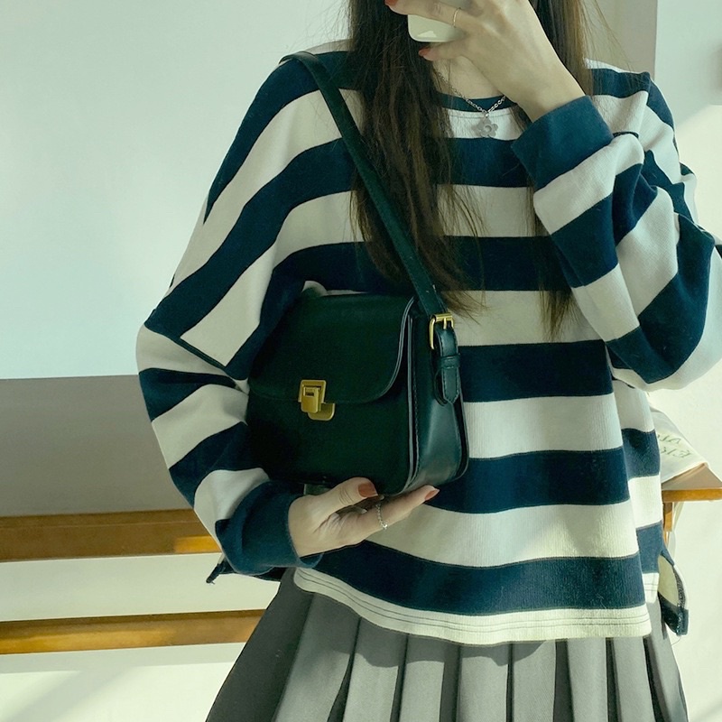 (Có sẵn Đen/Nâu) Túi da trơn đẹp đeo chéo đeo vai phong cách đơn giản basic khoá cài sang trọng