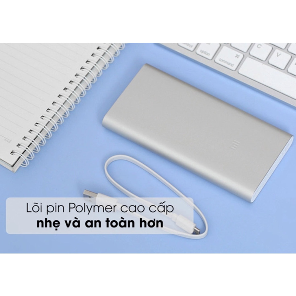 Pin sạc dự phòng Xiaomi Gen 3 dung lượng 10.000 mAh- 2 cổng USB , Hỗ trợ cổng sạc type-C