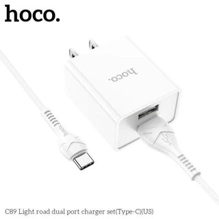 Bộ sạc nhanh Hoco C89 2 cổng usb + cáp sạc X37 cổng IP-USB/ Micro USB/ Type-C USB
