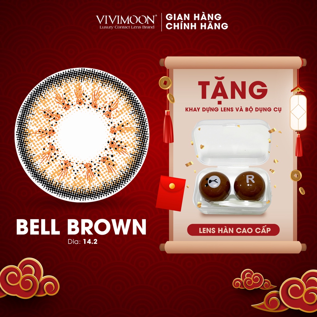 Kính áp tròng cận màu nâu cát VIVIMOON Bell Brown 14.5mm