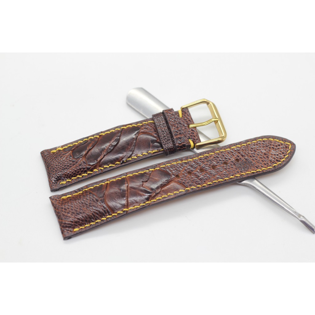 Dây Da Đồng Hồ Đà Điểu,Dây Đồng Hồ May Tay Thủ Công, Kèm Khóa Kim, Tặng Tool Tháo Và Chốt.BH 6 Tháng