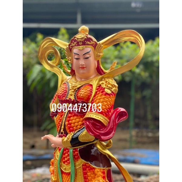 Tượng Ngài Hộ Pháp đứng cao 1m màu cam