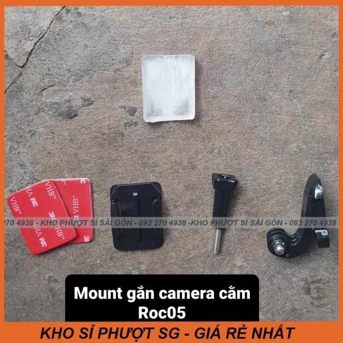 Bộ Mount phụ kiện gắn camera hành trình lên cằm fullface ROC05 quay vlog - Pat gắn Gopro lên cằm fullface ROC 05