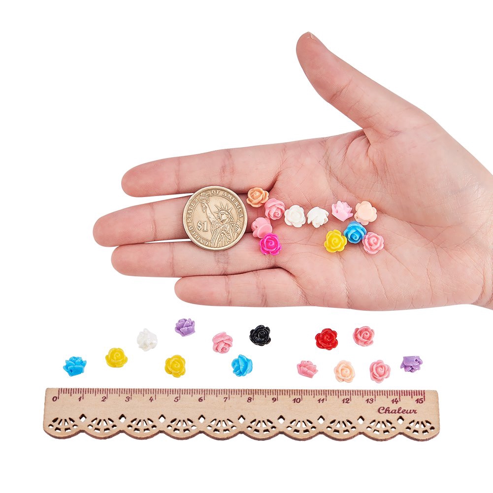 Bộ 50 bông hoa hồng từ resin với màu hỗn hợp