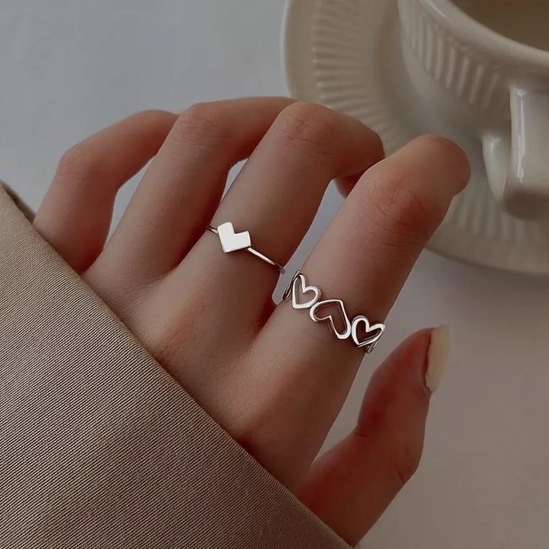 Nhẫn Hở Họa Tiết Trái Tim Đơn Giản Thời Trang Cho Nam Nữ