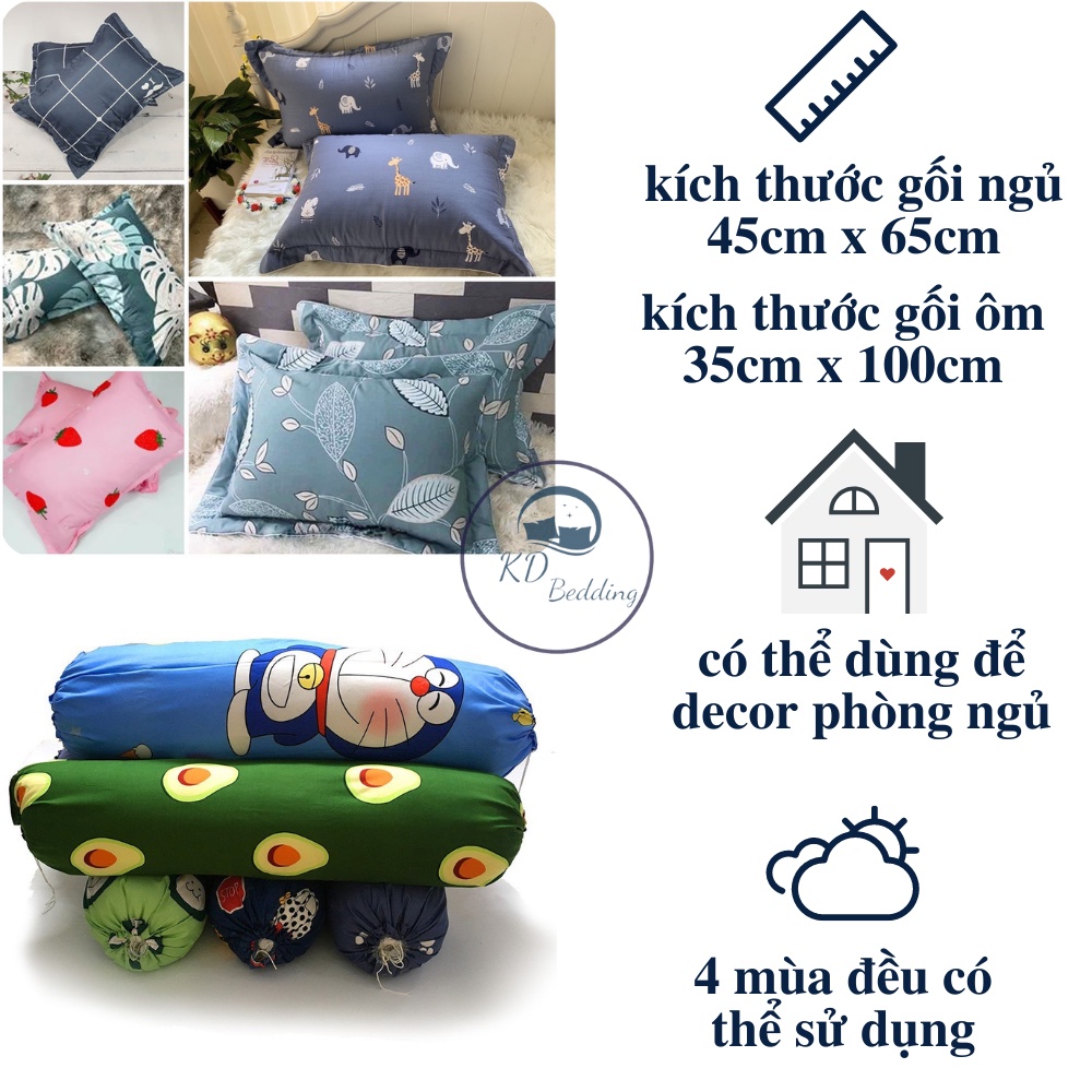 Vỏ gối nằm, áo gối nằm Cotton không chống thấm đẹp  KD BEDDING kích thước 45x65 nhiều mẫu | BigBuy360 - bigbuy360.vn