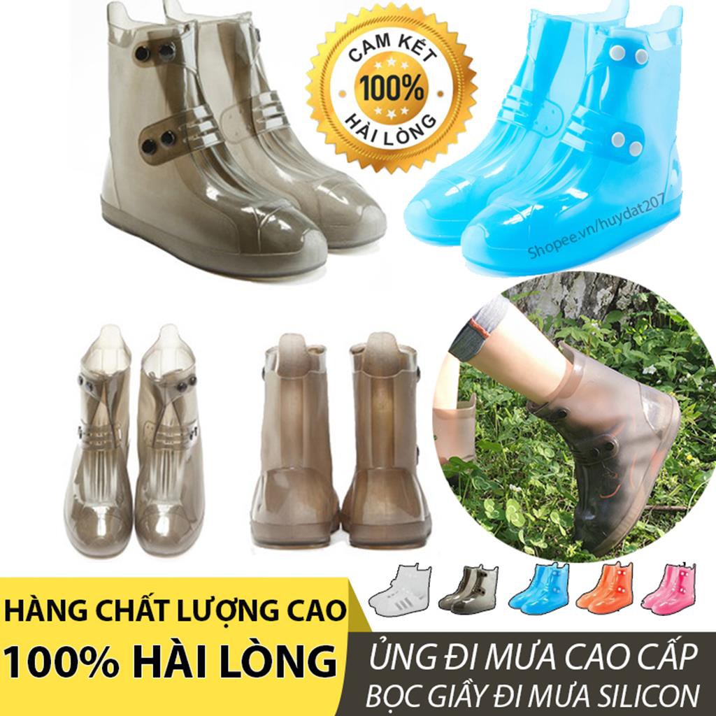 Ủng Đi Mưa, Bọc Giầy Đi Mưa Cao Su / Silicon Cao Cấp, 2 NÚT BẤM
