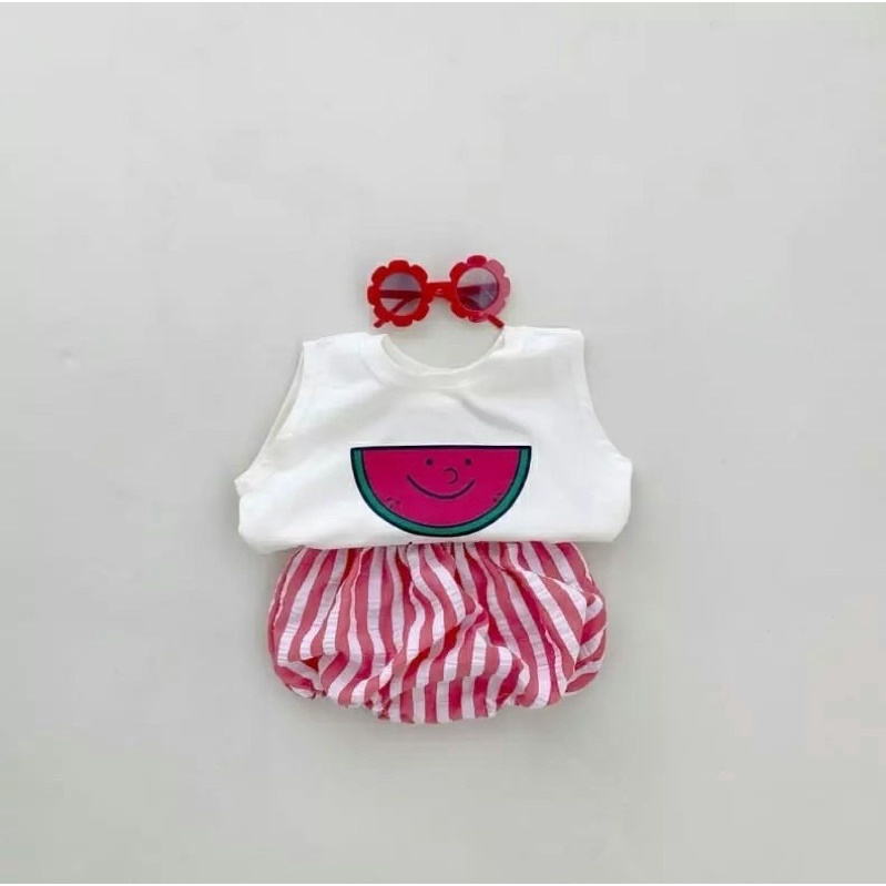Quần áo trẻ em_Bộ ba lỗ hoạ tiết hoa quả cute cho bé tra và bé gái