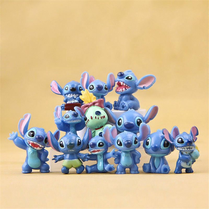 DISNEY Bộ Sưu Tập Búp Bê Nhân Vật Hoạt Hình Lilo & Stitch 3.5cm - Bộ 12 Cái