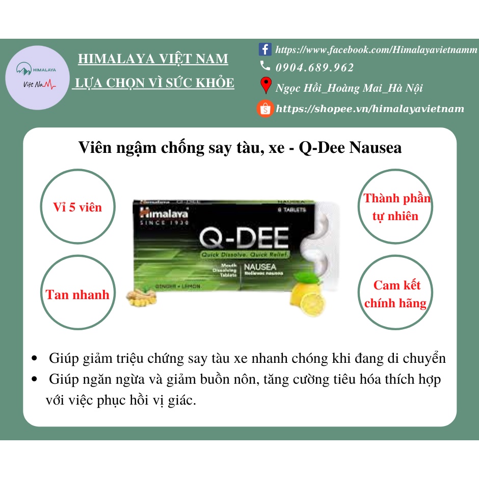 Vên ngậm chống say tàu, xe - Himalaya Q-DEE Nausea