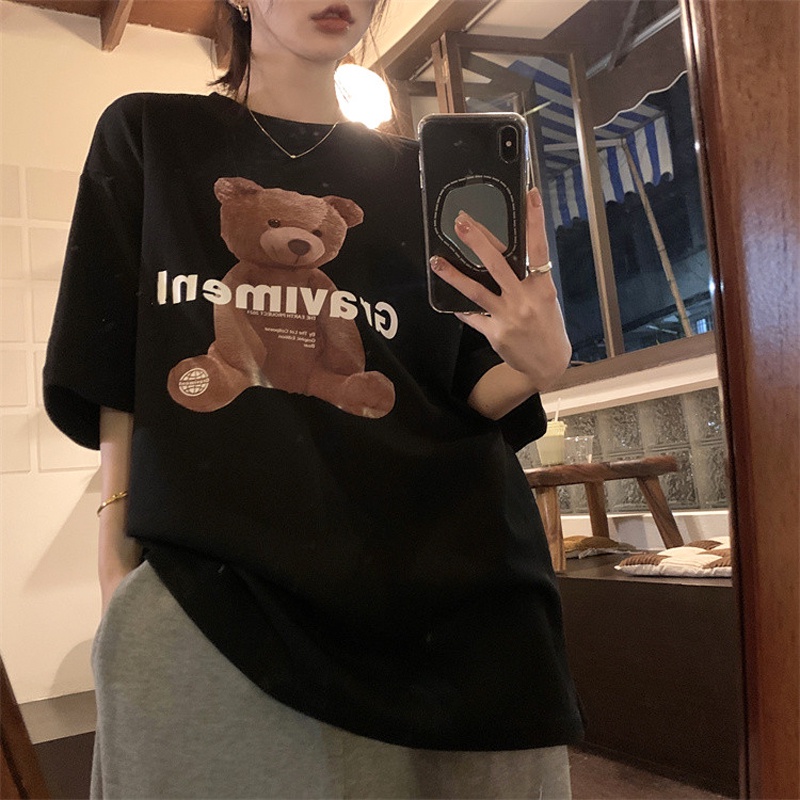 NRVP Áo Thun Nữ Ngắn Tay In Chữ Phong Cách Hàn Quốc