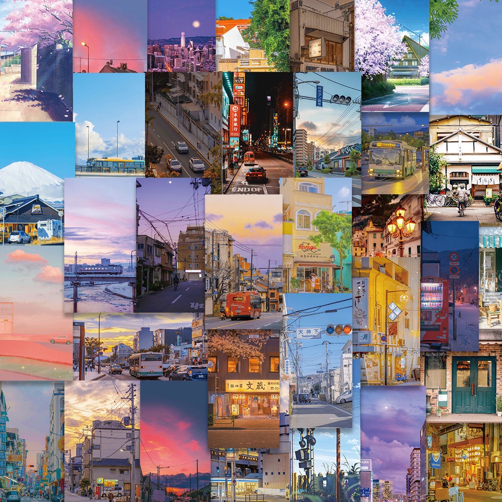 Set 55 Miếng Dán Hình Phong Cảnh Kiểu Âu Mỹ Chống Thấm Nước