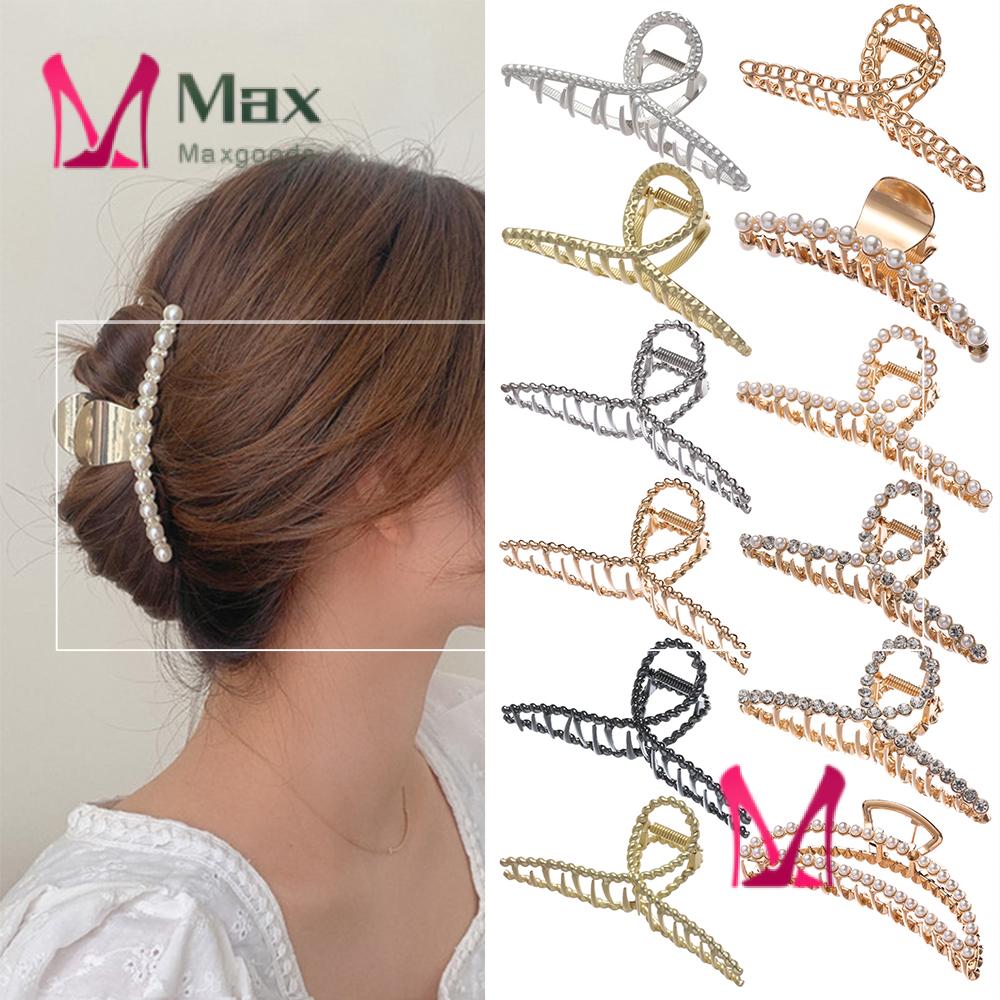 Kẹp Tóc Đính Ngọc Trai Lấp Lánh Thanh Lịch Thời Trang Cho Nữ|Kẹp Tóc Kim Loại Chống Trượt