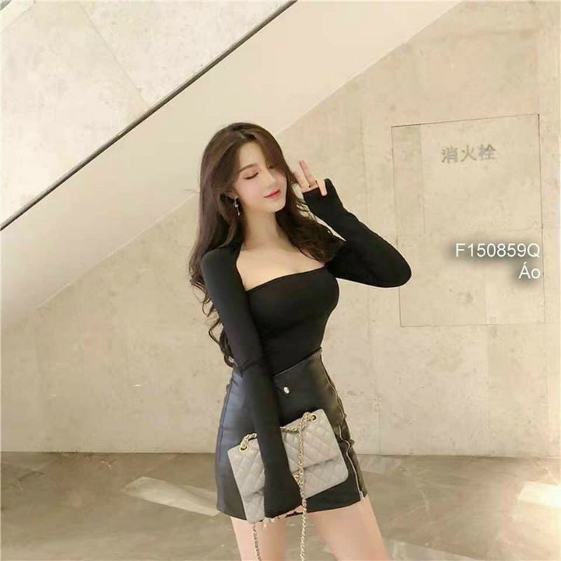 Áo croptop tay dài cao cấp