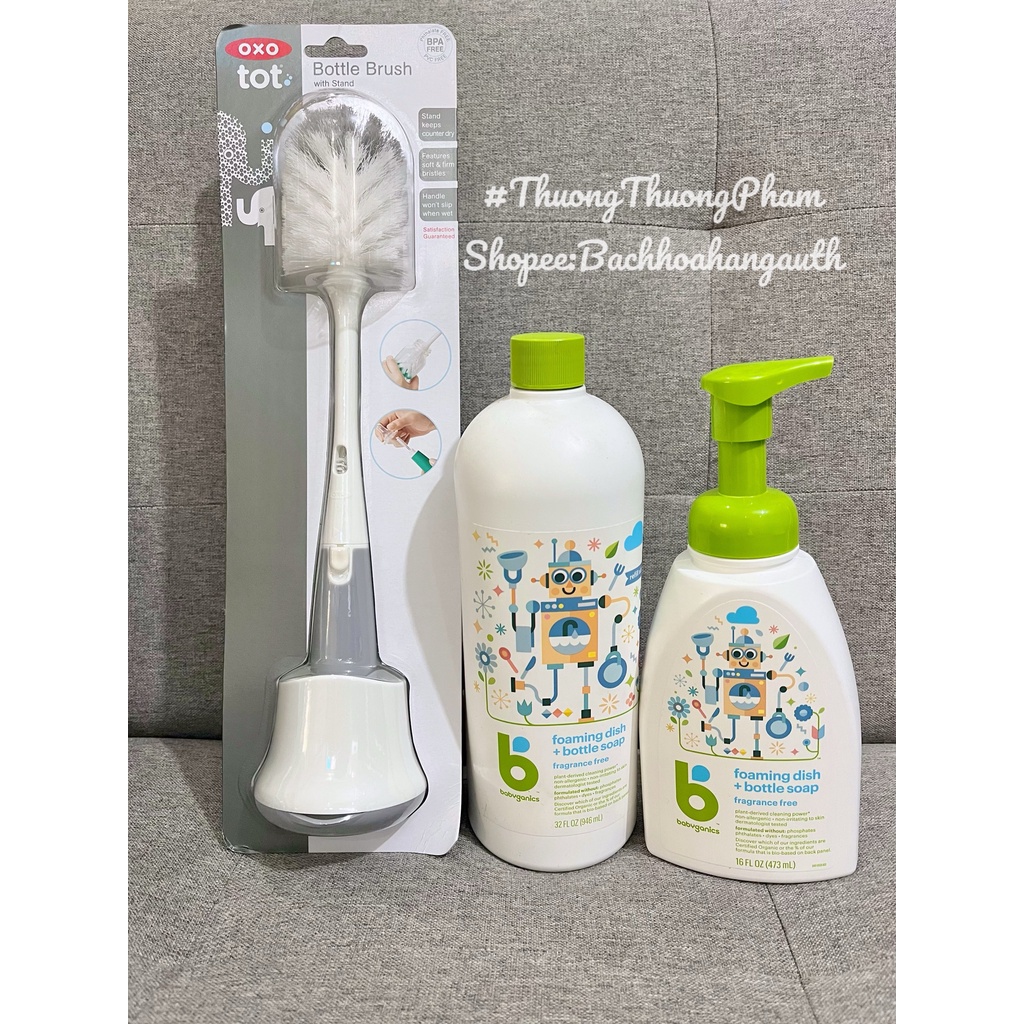 [ Hàng Mỹ ] Nước rửa bình tạo bọt Baby Ganics hữu cơ an toàn cho bé 473ml