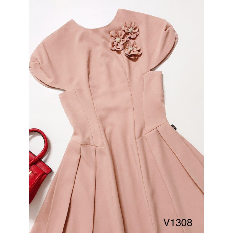 [ xả kho ] MiD Đầm hồng dáng ngắn trẻ trung V1308 thiết kế Mie Design kèm ảnh thật