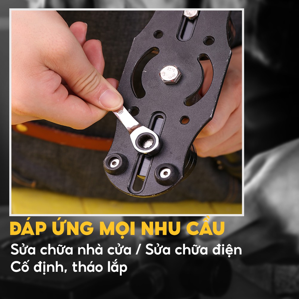 Bộ 14 Cây Cờ Lê Khóa Vòng Miệng Đầy Đủ Kích Thước 8mm đến 32mm Thép Cr-V Không Gỉ Deli DL0114 Nhập Khẩu Chính Hãng