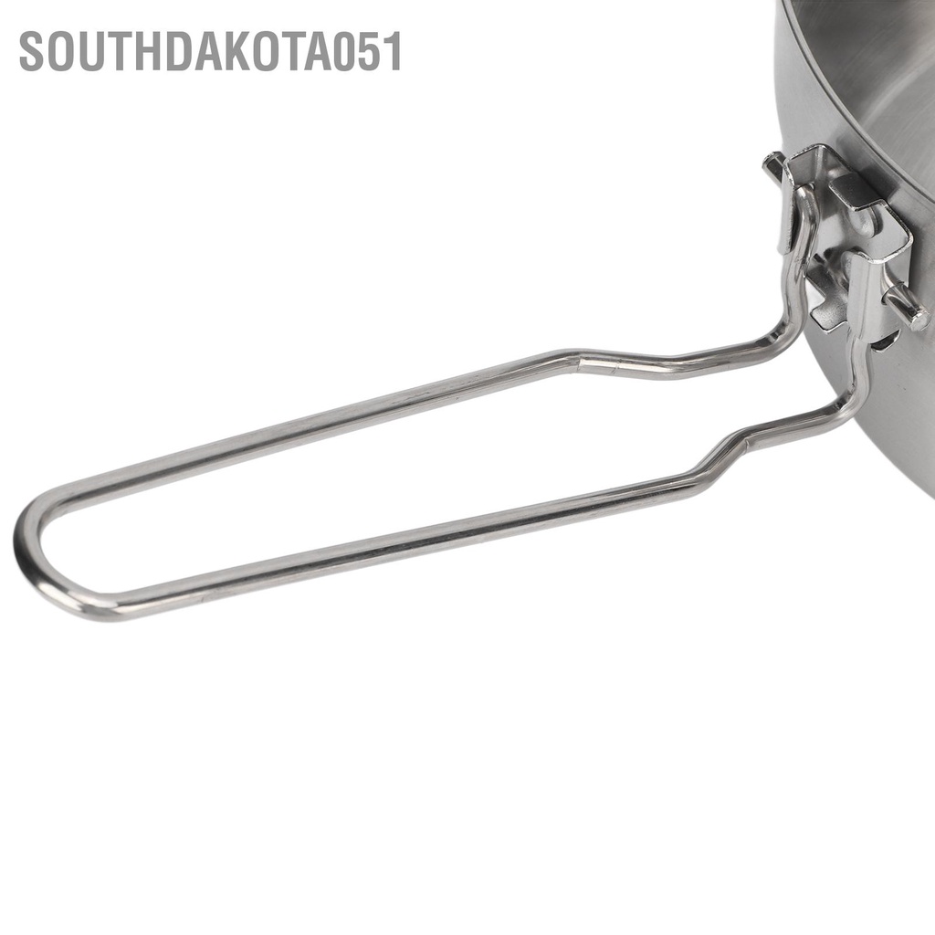 [Hàng Sẵn] Nồi cắm trại 1.5L Tay cầm gấp bằng thép không gỉ 304 có nắp đậy để leo núi ngoài trời【Southdakota051】