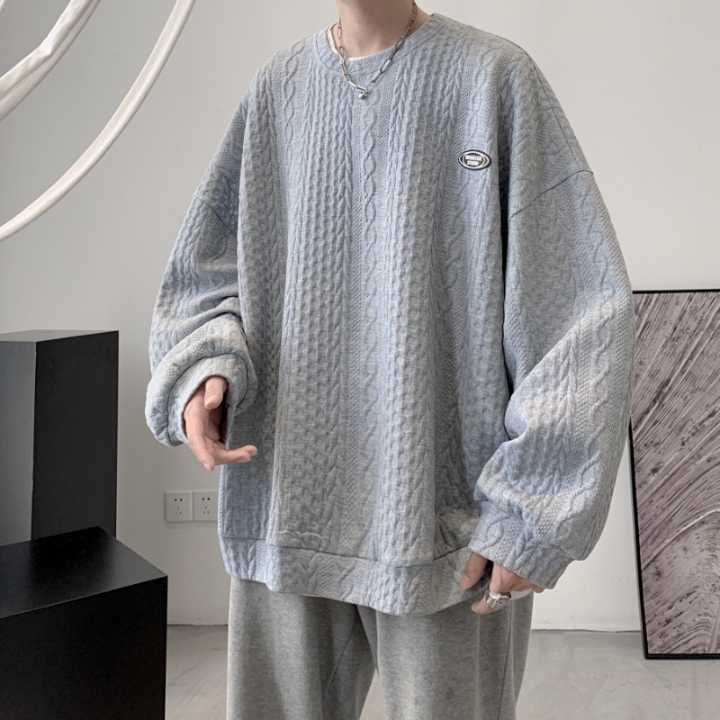 Áo sweater cổ tròn ba chiều đơn giản thời trang cho nam nữ cỡ M-2XL