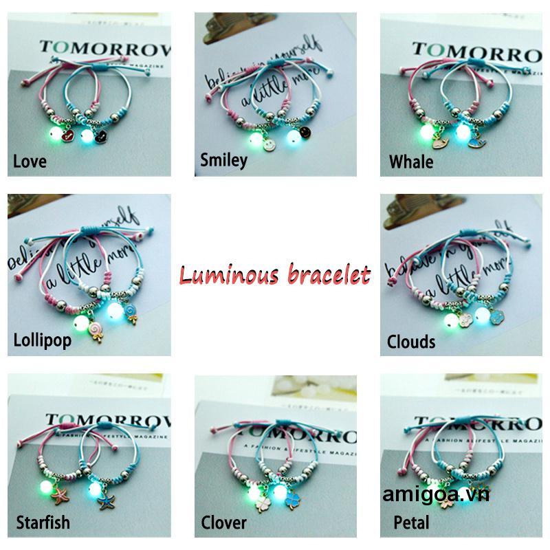 ✨✨Vòng tay  lắc tay đơn, combo 2 combo 3 vòng đen, trắng, xanh đính đá dạ quang