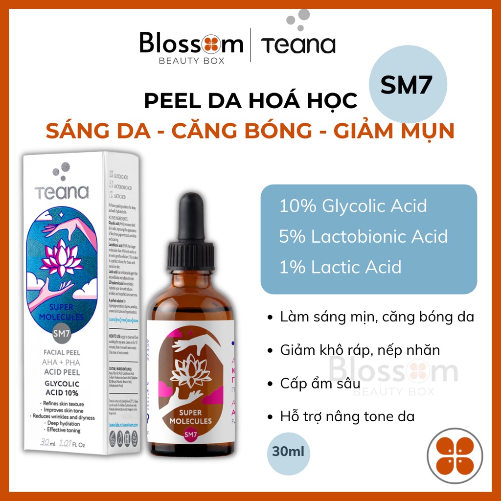 Tẩy da chết Peel da hoá học TEANA 10% AHA Glycolic Acid + 5% PHA