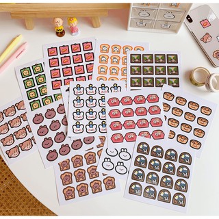 Tiệm nhà Cáo - Set 2 tấm sticker dán chibi, sticker dán sổ ghi chú bookmark (12 miếng/tấm) S010
