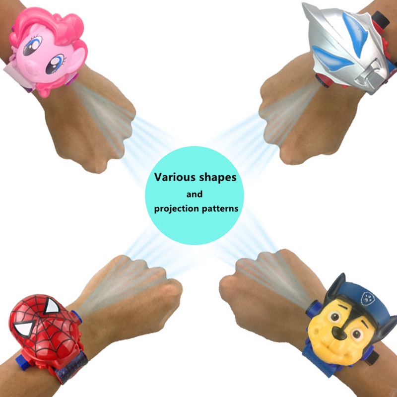 đồng hồ bé trai đồng hồ cho bé gái Đồng Hồ Chiếu Đèn Chiếu Hình Siêu Anh Hùng Ultraman Người Nhện Iron Man Elsa Princess Nắp Lật Có Đèn Chiếu Cho Trẻ Em