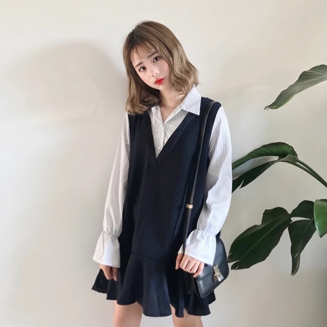Đầm đuôi cá liền áo sơ mi thanh lịch ulzzang 🎀🎀 | BigBuy360 - bigbuy360.vn