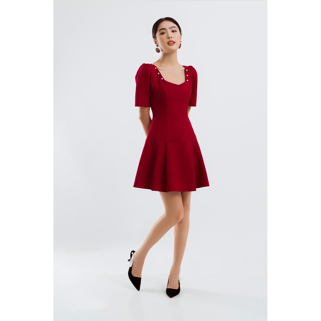 Đầm Xếp Li Cổ Vuông Dáng Xoè EDINI - D1219 | BigBuy360 - bigbuy360.vn