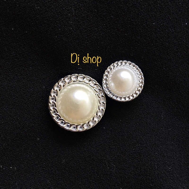 set 5 NÚT CƯỜM TRẮNG size 1.3cm 1.5cm 1.8cm 2cm ( cườm bạc)