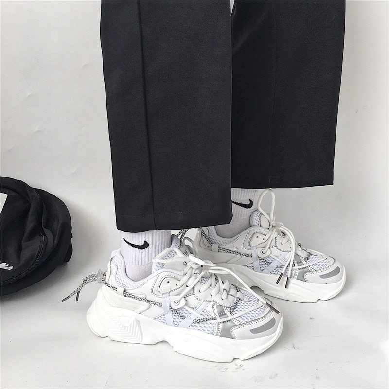 (3 MÀU) giày nữ thể thao NEW SHOES dây kẻ xoắn đế cao siêu cá tính hót trend | BigBuy360 - bigbuy360.vn