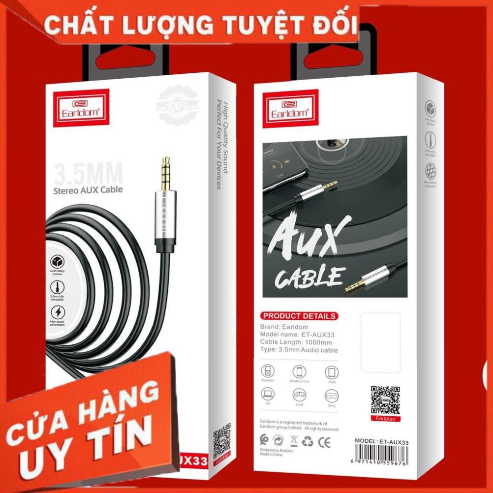 Dây Cáp Âm Thanh Cao Cấp Earldom Jack AUX-33 Kết Nối Chân 3.5 Lấy Âm Thanh Video Audio Lấy Nhạc Ra Loa Tai Nghe
