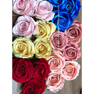 Combo 10 Bông Hoa Hồng Nhung Lụa Cao Cấp Mơ Bơ- Bông Khô Hoa Giả Thích Hợp Trang Trí Decor Làm Quà Tặng