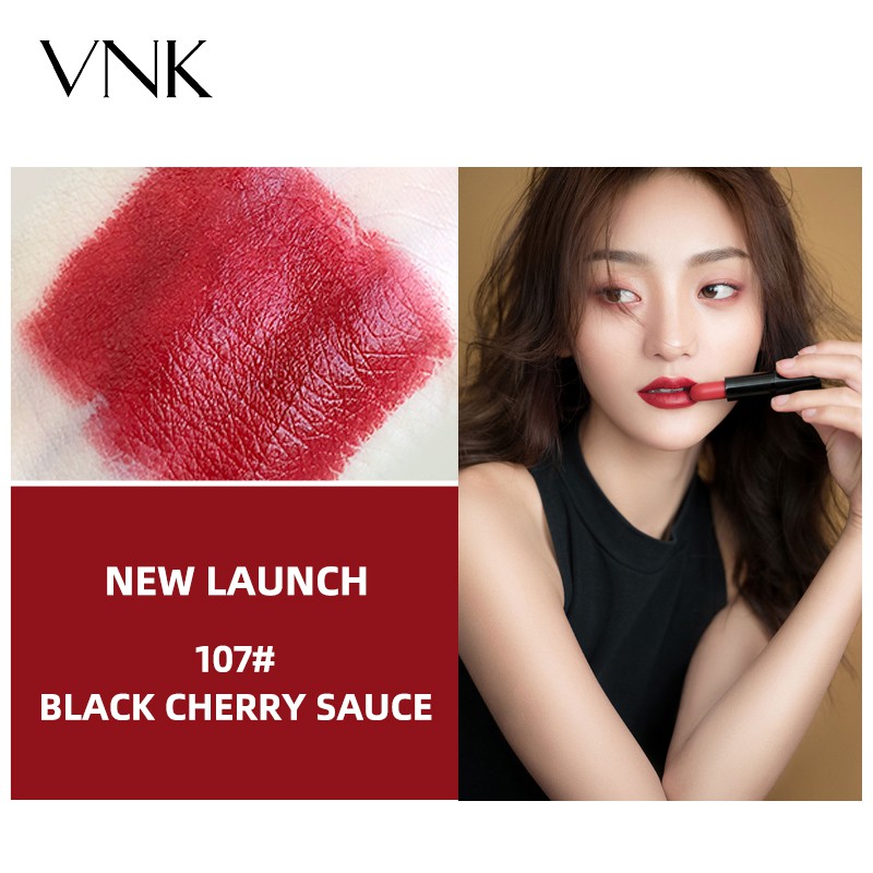 VNK Round Tube Matte Lipstick Long-Lasting Lip Stick (Black Tube)