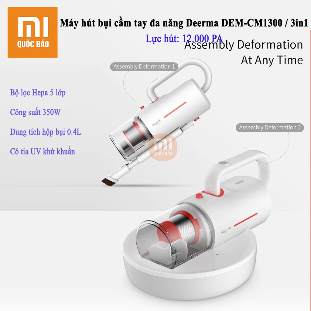 MÁY HÚT BỤI GIƯỜNG NỆM - THẢM - SOFA 3 TRONG 1 DEERMA CM1900/ CM1300