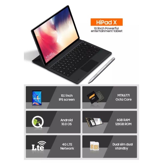 Máy tính bảng Chuwi Hipad X màn hình 10,1", mới 100%, cấu hình cao, thiết kế đẹp, kèm bút cảm ứng.