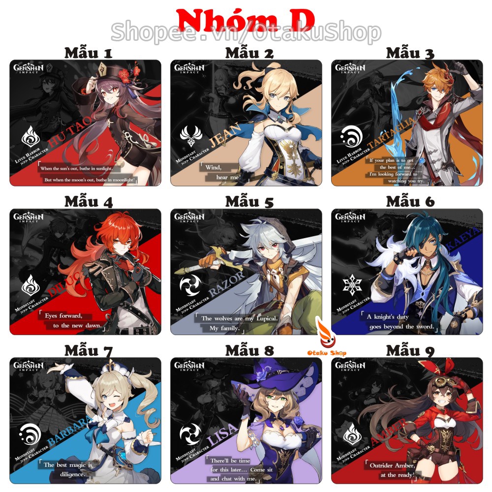 &lt;45 mẫu&gt;Lót chuột máy tính Anime Game Genshin Impact kích cỡ bàn di chuột lớn 20x24cm chất liệu mouse pad bằng cao su