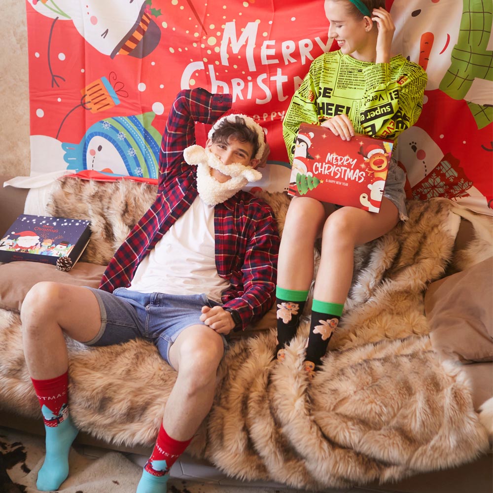 Vớ Cotton In Họa Tiết Giáng Sinh Năm Mới 2021 Vui Nhộn Cho Nam Và Nữ