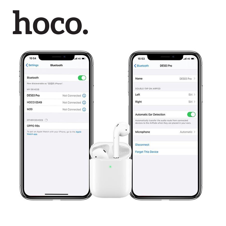 Tai nghe Bluetooth TWS Wireless Hoco DES03 Pro, định vị tai nghe, đổi tên ,nghe nhạc liên tục trong 3-5 giờ, Bluetooth 5