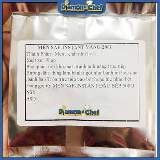 Men Instant vàng 20gr làm bánh ngọt/ bánh mì ngọt/ bánh mì hoa cúc/bánh bao